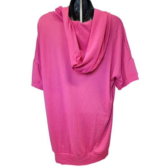 Blumin Apparel Hoodie Short-Sleeve Pullover Shirt Pink Center Pocket Womens L - Picture 2 of 7